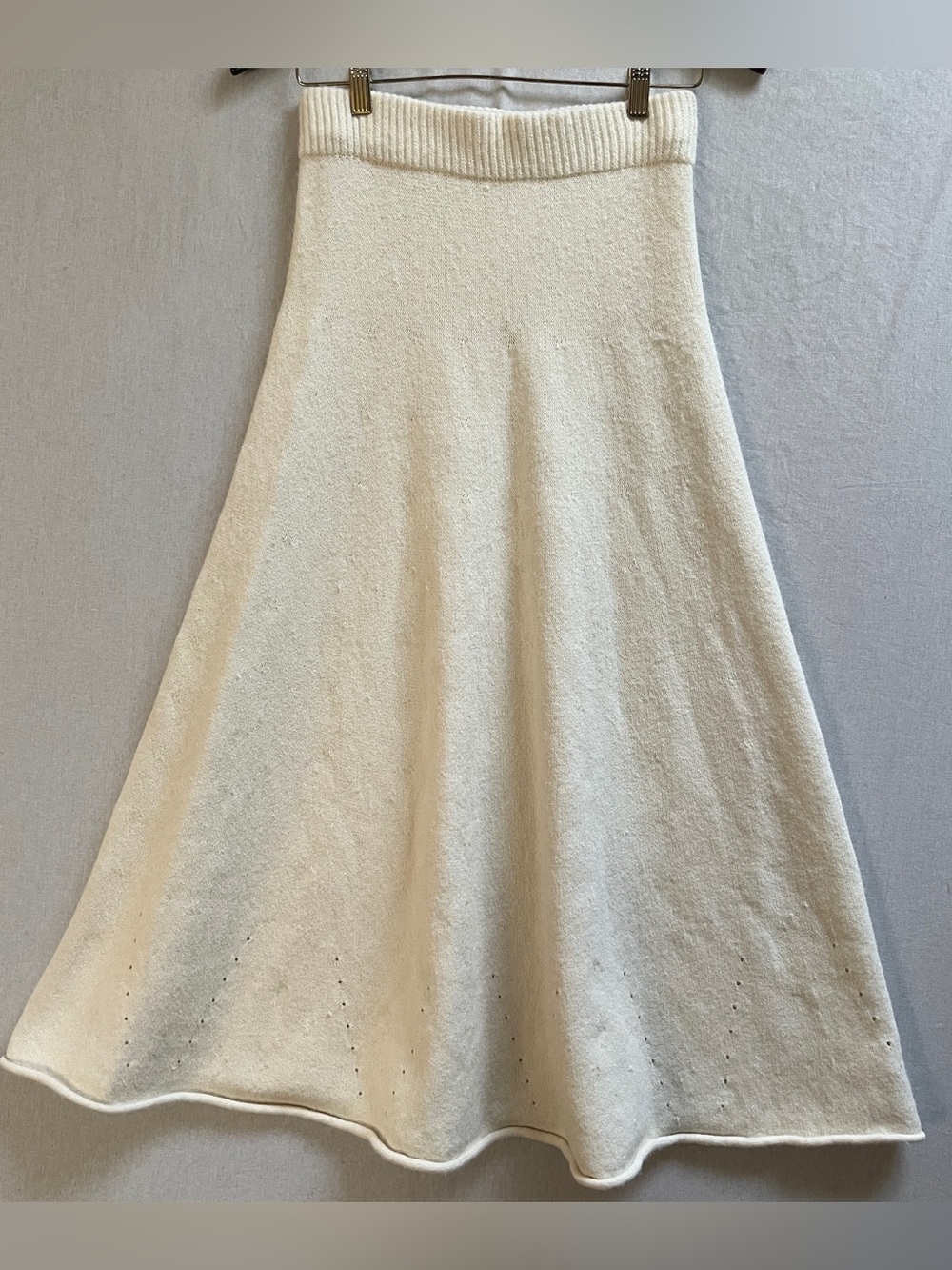 Commense Soft Textured Knit Elastic Waist A Line Midi Skirt Medium